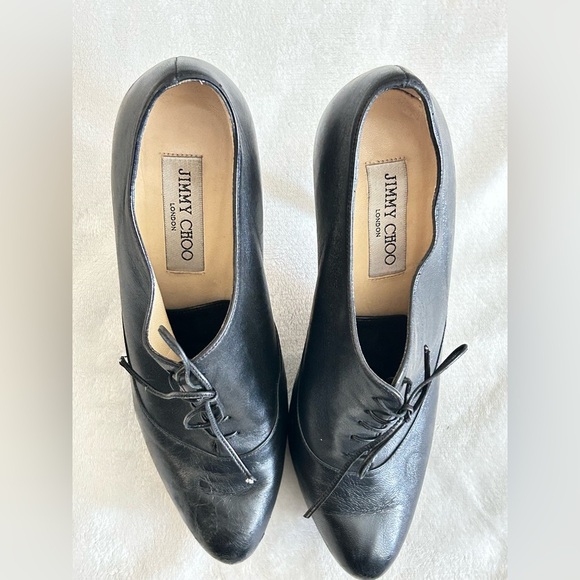 Jimmy Choo Black Leather Lace Up Ankle Boots Size 38 - Picture 4 of 7